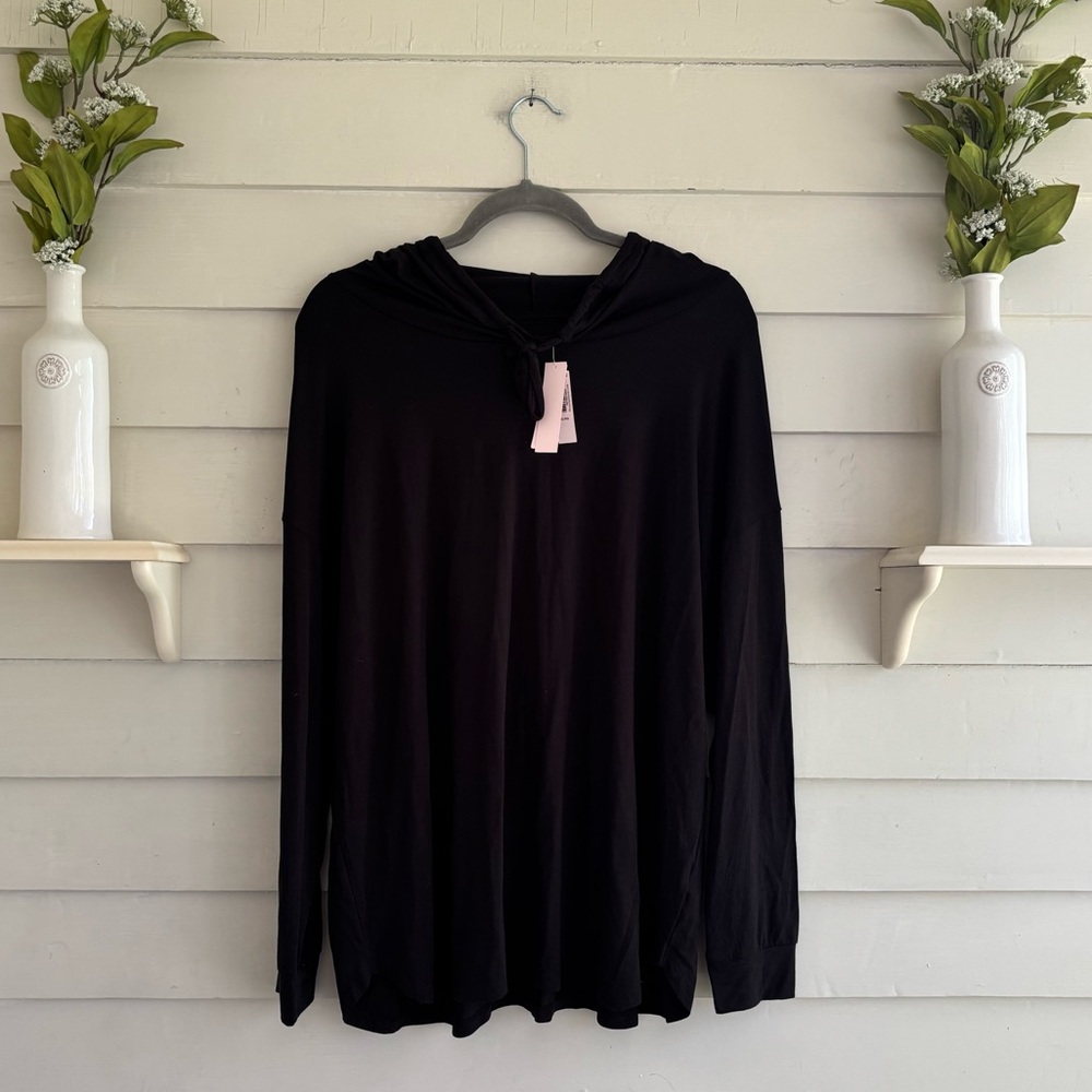 Victoria's Secret Black Long Sleeve Leisure Wear Top with Hood Size XL NWT